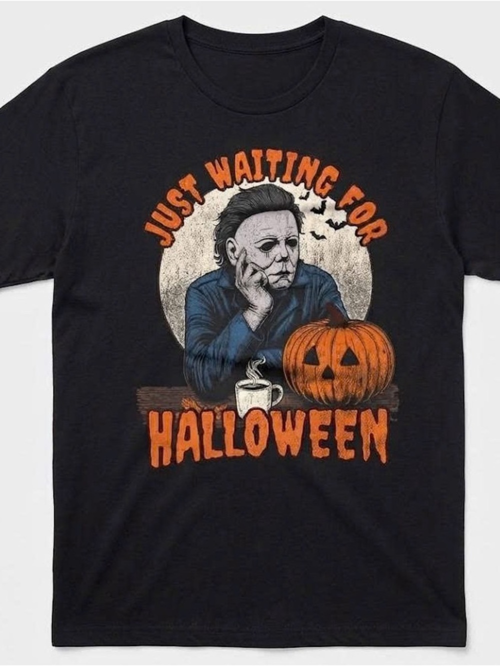 'Just Waiting For Halloween' Graphic Tee with Orange Accents